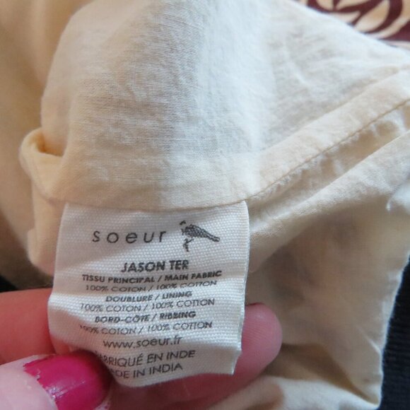 SOEUR Leaf Printed Cotton Bomber Chore Jacket Abstract Minimalist Sz 36 / US S - Picture 9 of 16